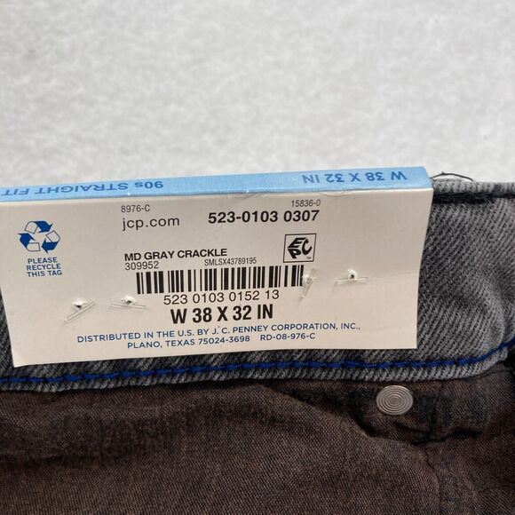 Arizona 90s Straight Fit Jeans Mens 38x32 Relaxed Fit Gray Denim Mid Rise Casual - Picture 7 of 13